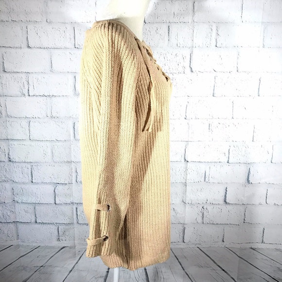 PULLOVER V-NECK BANDAGE LONG SLEEVES SWEATER - Picture 4 of 5